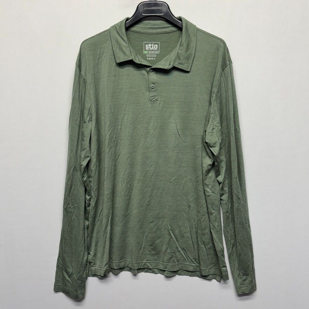 Stio Men Long Sleeve Polo Shirt Top Size XL X-Large Wool Blend C126 -16